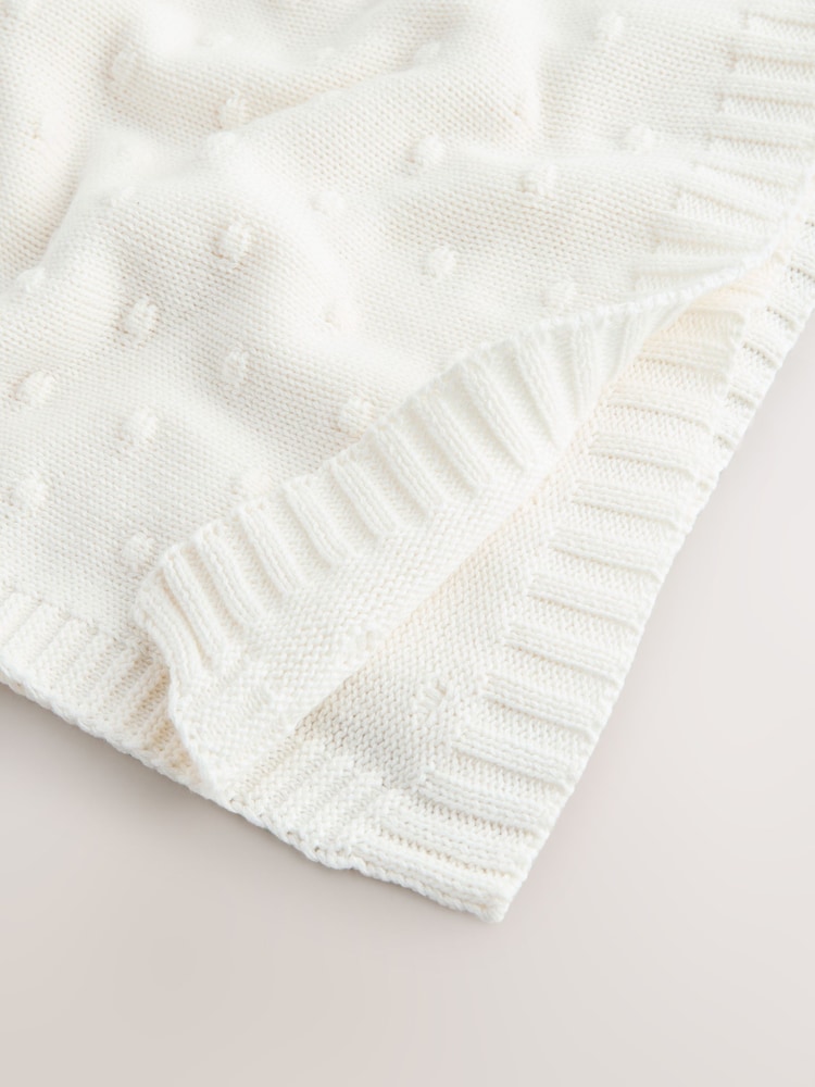 Ecru Baby Bobble Blanket - Image 2 of 4 Ecru Baby Bobble Blanket - Image 2 of 4
