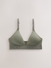 Khaki Green Cotton Logo Triangle Bralette and Shorts Set - Image 12 of 13