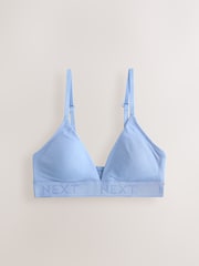 Blue Cotton Logo Triangle Bralette and Shorts Set - Image 10 of 11
