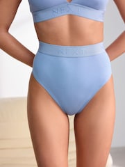 Blue Cotton Logo Triangle Bralette and Shorts Set - Image 4 of 11