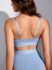 Blue Cotton Logo Triangle Bralette and Shorts Set - Image 6 of 11
