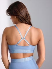Blue Cotton Logo Triangle Bralette and Shorts Set - Image 7 of 11
