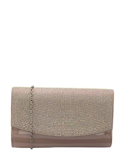 Lotus Pink Clutch Bag with Chain - Image 1 of 4