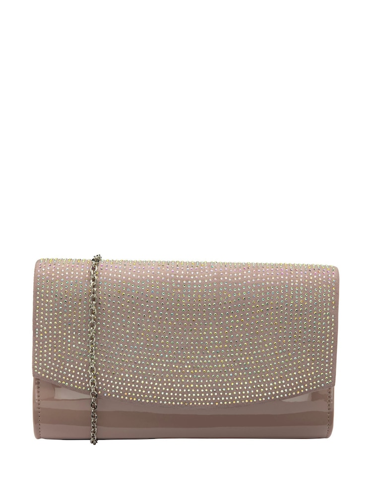 Lotus Pink Clutch Bag with Chain - Image 1 of 4