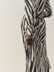 Nothing Ordinary Zebra Satin Column Midi Dress - Image 5 of 5