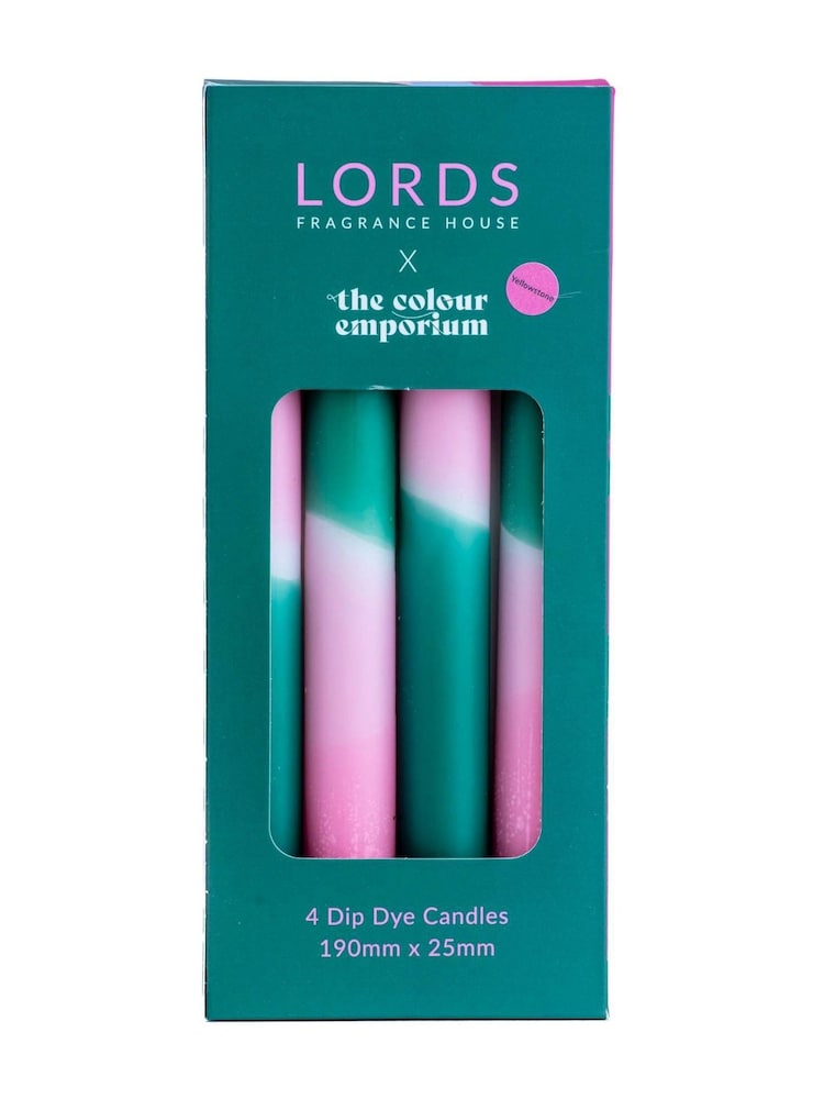 Lords Fragrance House LORDS X Colour Emporium Tapered Scented Yellowstone Dinner Candles Set of 4 - Image 1 of 5
