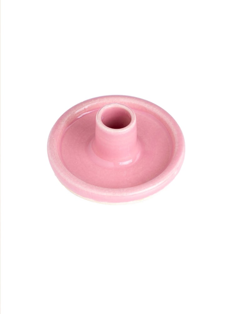 Lords Fragrance House Pink Ceramic Taper Candle Holder - Image 1 of 3
