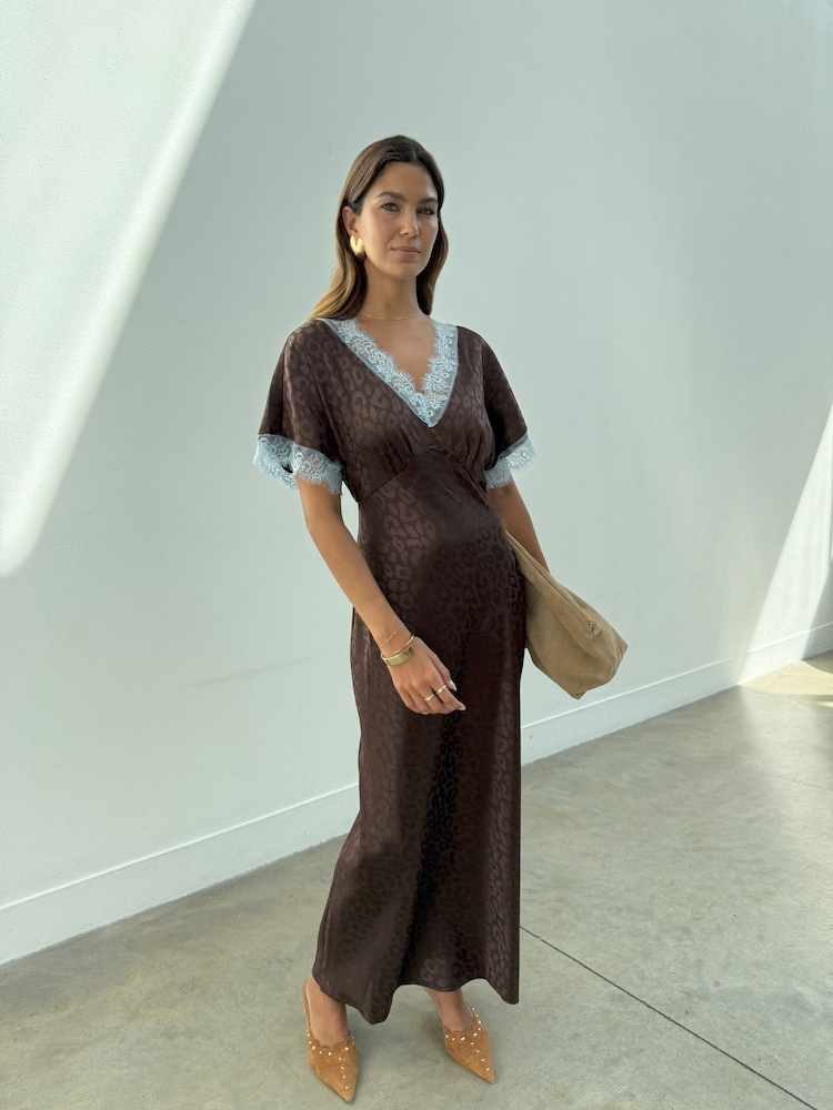 Never Fully Dressed Brown Safari Thea Maxi Dress - Image 2 of 5 Never Fully Dressed Brown Safari Thea Maxi Dress - Image 2 of 5