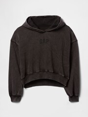 Gap Black Vintage Soft Fleece-Lined Cropped Logo Hoodie - Image 4 of 4