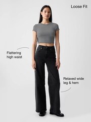 Gap Black High Rise Stride Wide-Leg Jeans - Image 8 of 10