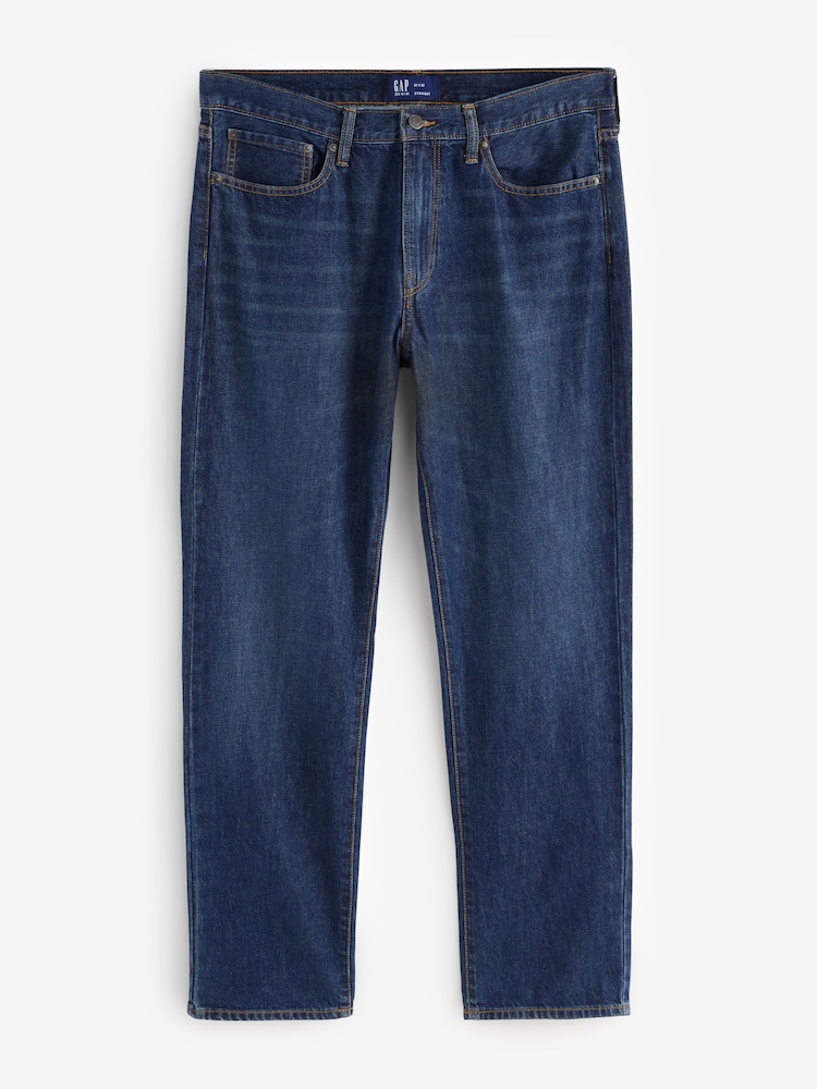 Gap Dark Wash Blue Straight Fit Stretch Jeans - Image 1 of 3