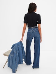 Gap Blue High Rise Stride Wide-Leg Jeans - Image 5 of 9