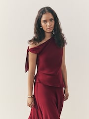 Nothing Ordinary Burgundy Red Asymmetric Top - Image 1 of 9