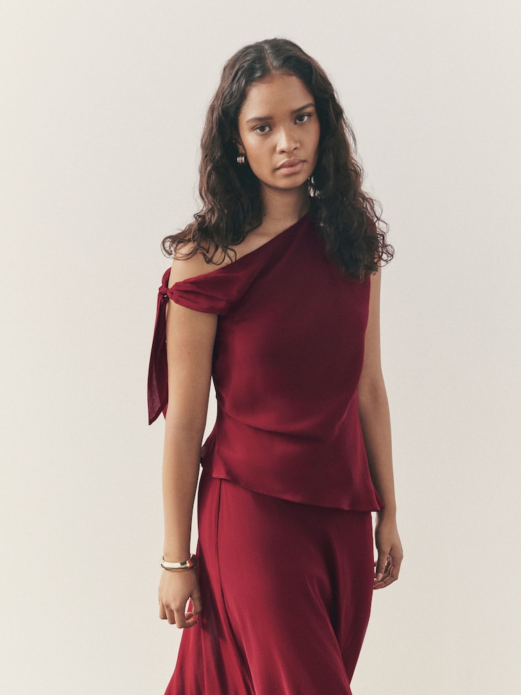 Nothing Ordinary Burgundy Red Asymmetric Top - Image 1 of 9