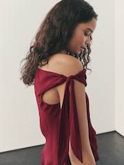 Nothing Ordinary Burgundy Red Asymmetric Top - Image 5 of 9