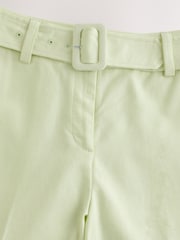 Lime Green Linen Rich Belted Culottes - Image 7 of 9