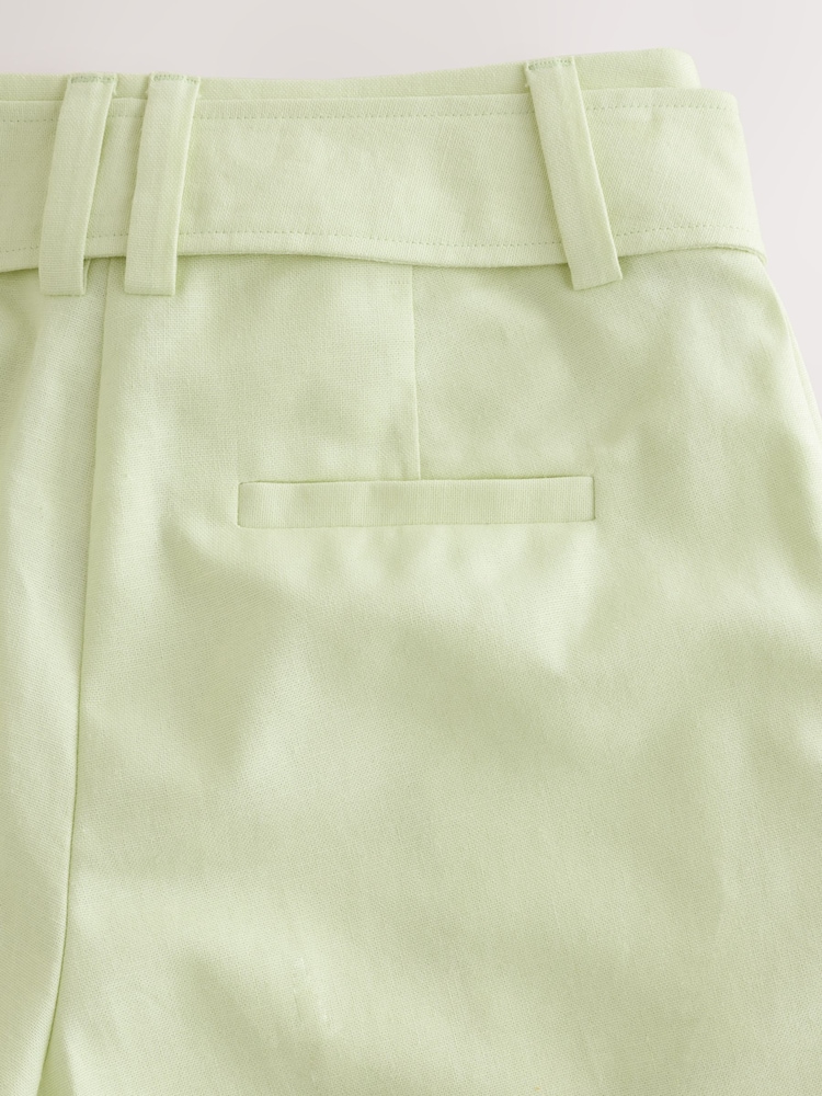 Lime Green Linen Rich Belted Culottes - Image 9 of 9 Lime Green Linen Rich Belted Culottes - Image 9 of 9
