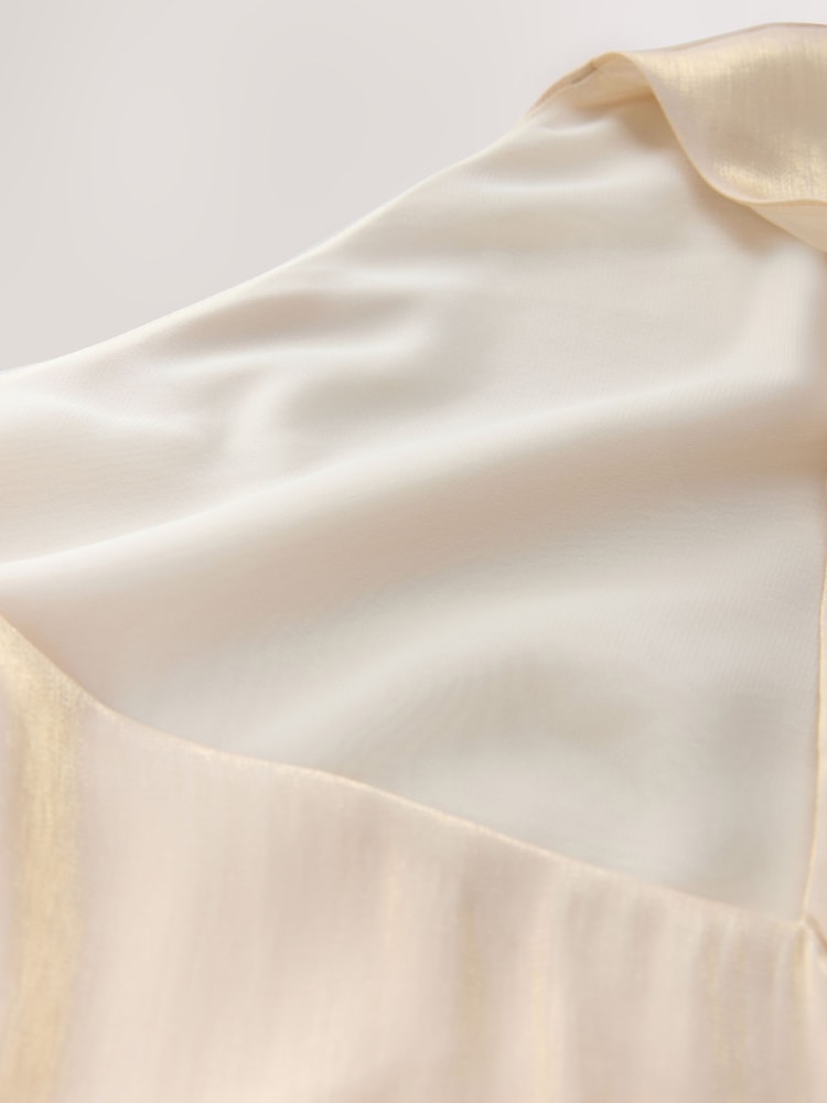Nothing Ordinary Gold Satin Metallic Long Sleeve Blouse - Image 10 of 10 Nothing Ordinary Gold Satin Metallic Long Sleeve Blouse - Image 10 of 10