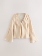 Nothing Ordinary Gold Satin Metallic Long Sleeve Blouse - Image 7 of 10