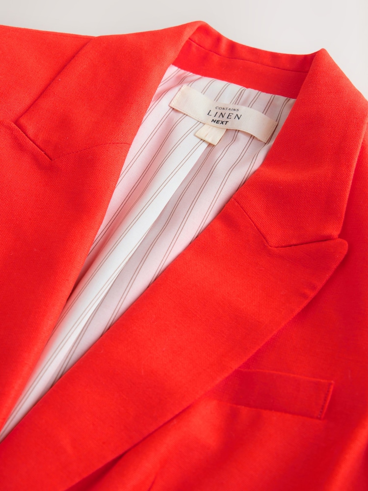 Red Linen Rich Single Breasted Blazer - Image 2 of 3