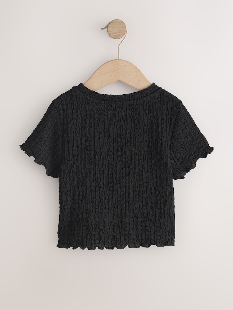 أسود - تيشرت منسوج بملمس بارز (3-16 سنة) - صورة 2 من 4