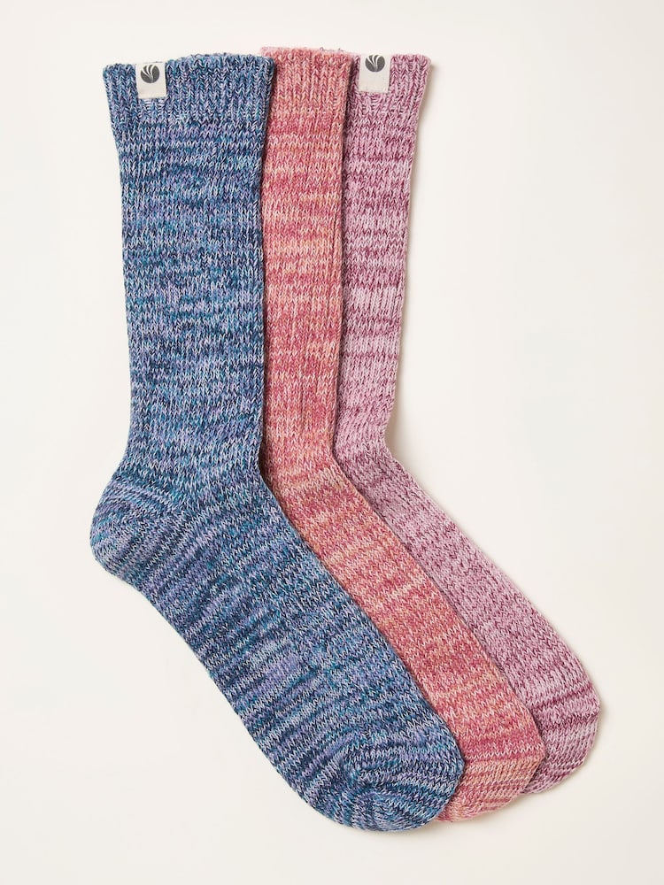 FatFace Purple 3 Pairs of Boot Socks - Image 1 of 2 FatFace Purple 3 Pairs of Boot Socks - Image 1 of 2