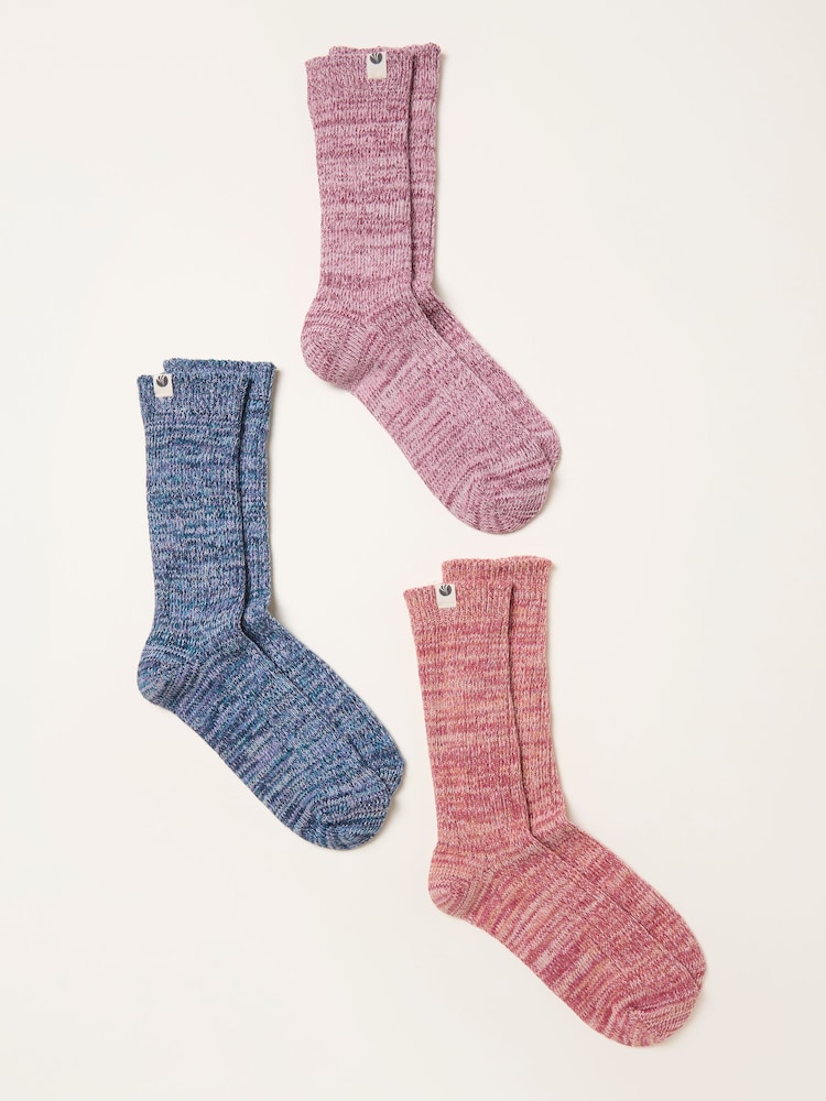 FatFace Purple 3 Pairs of Boot Socks - Image 2 of 2 FatFace Purple 3 Pairs of Boot Socks - Image 2 of 2