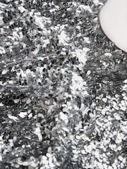 Nothing Ordinary Silver Sequin Lace Trim Flutter Sleeve Midi Dress - Image 3 of 3