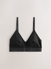 Black/White/Pink DD+ Non Pad Non Wire Cotton Ribbed Logo Bralettes 3 Pack - Image 3 of 9