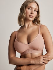 Black/White/Pink DD+ Non Pad Non Wire Cotton Ribbed Logo Bralettes 3 Pack - Image 7 of 9