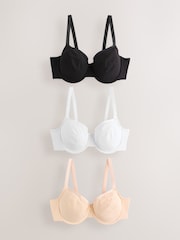 Schwarz/Weiß/Pastellrosa Nude - Ultimate Comfort-BHs aus Baumwollmischung im 3er-Pack, DD+ - Bild 1 von 11