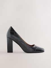 Black Croc Effect Forever Comfort® Square Toe Court Block Heels - Image 6 of 10