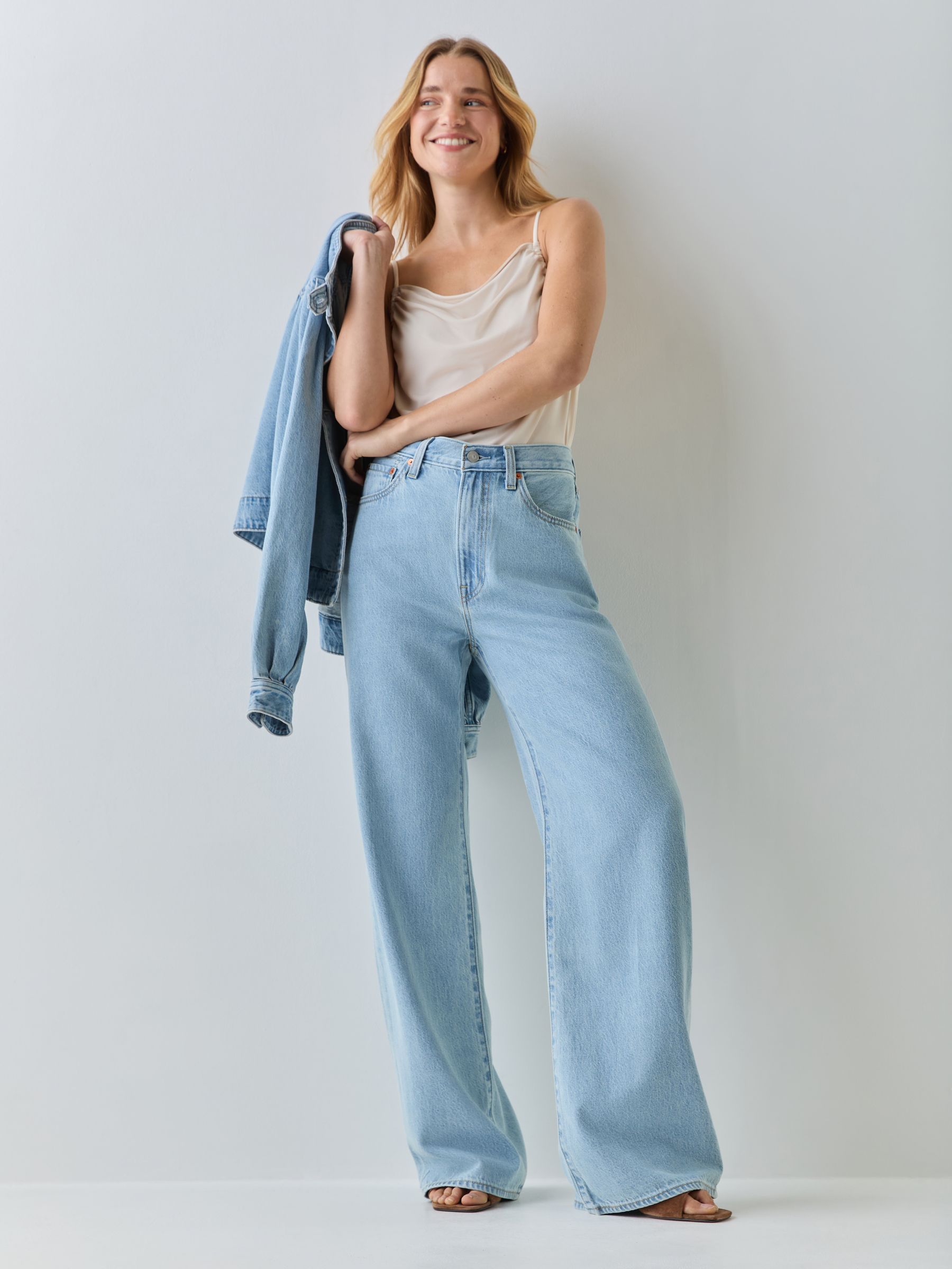 Buy Levi's® Of Course Stone Blue Ribcage Wide Leg Jeans from Next