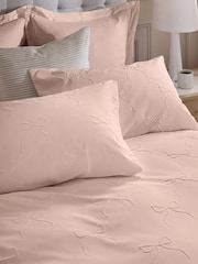 Pink Bow Textured Print Duvet Cover and Pillowcase Set - Image 3 of 5