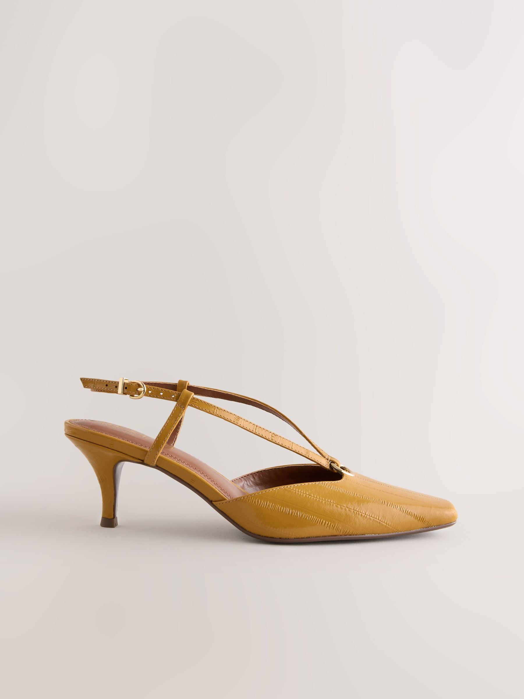 Buy Ochre Yellow Forever Comfort® Leather Hardware Slingback Heels