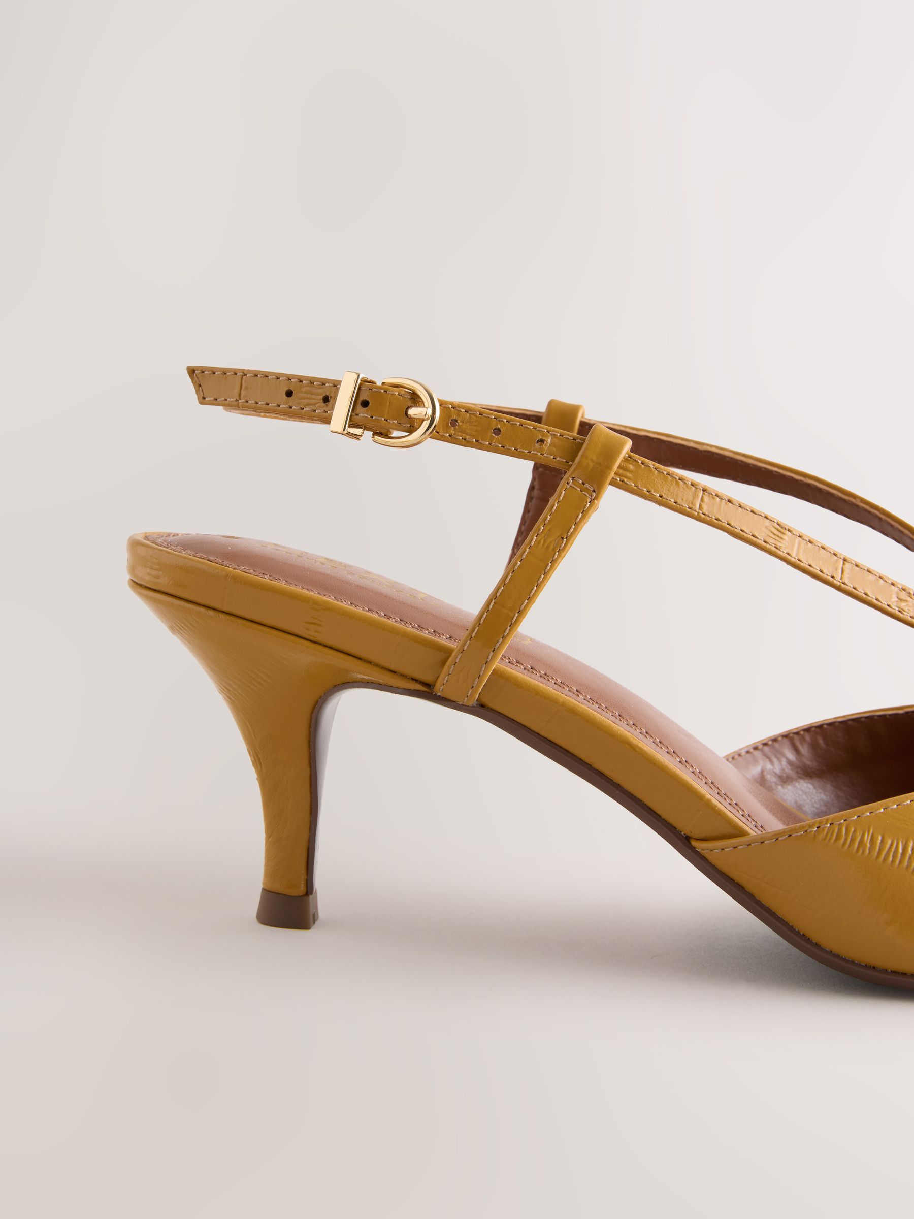 Buy Ochre Yellow Forever Comfort® Leather Hardware Slingback Heels