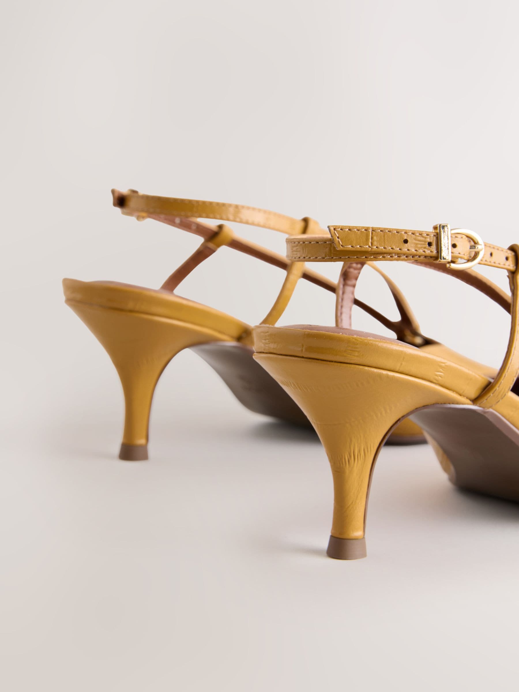 Buy Ochre Yellow Forever Comfort® Leather Hardware Slingback Heels
