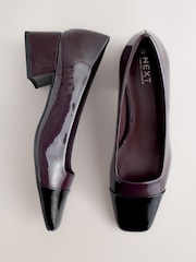 Chocolate Brown Patent Forever Comfort® Toe Cap Low Block Court Heels - Image 6 of 9