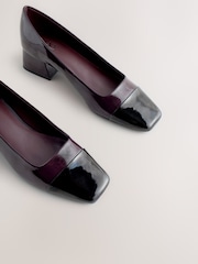 Chocolate Brown Patent Forever Comfort® Toe Cap Low Block Court Heels - Image 7 of 9