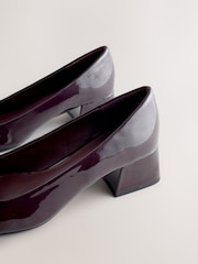 Chocolate Brown Patent Forever Comfort® Toe Cap Low Block Court Heels - Image 8 of 9