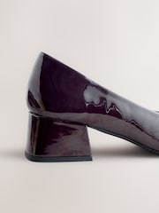 Chocolate Brown Patent Forever Comfort® Toe Cap Low Block Court Heels - Image 9 of 9