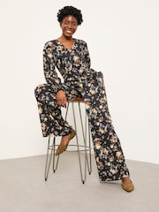 FatFace Fionn Black Floral Jumpsuit - Image 1 of 4