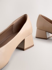 Nude Forever Comfort® Toe Cap Low Block Court Heels - Image 7 of 8