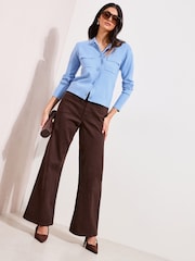 Friends Like These Blue Collared Button Front Knit Jacket - Image 1 of 4