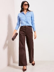 Friends Like These Blue Collared Button Front Knit Jacket - Image 2 of 4