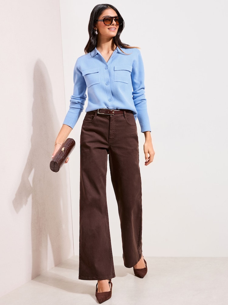 Friends Like These Blue Collared Button Front Knit Jacket - Image 2 of 4