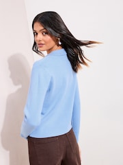 Friends Like These Blue Collared Button Front Knit Jacket - Image 3 of 4