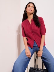 Friends Like These Pink Short Sleeve Crew Neck Cardigan - Image 1 of 5