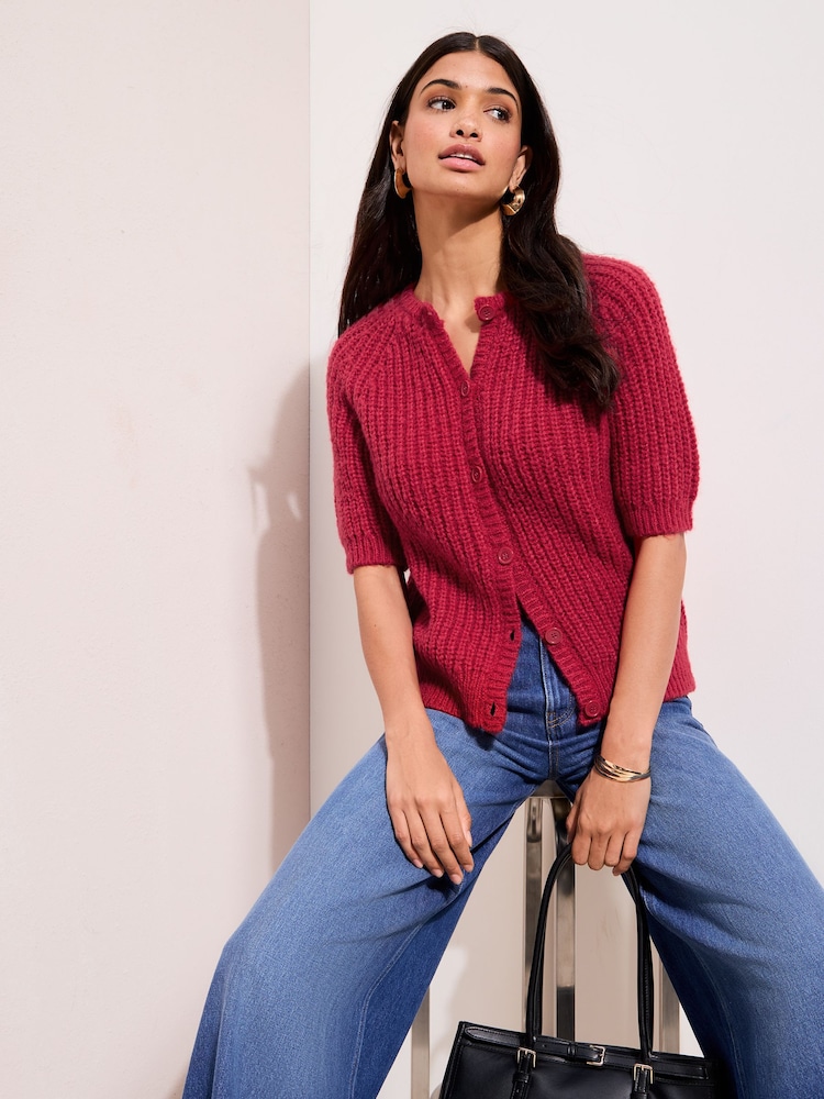 Friends Like These Pink Short Sleeve Crew Neck Cardigan - Image 1 of 5