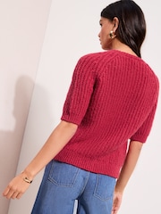 Friends Like These Pink Short Sleeve Crew Neck Cardigan - Image 3 of 5